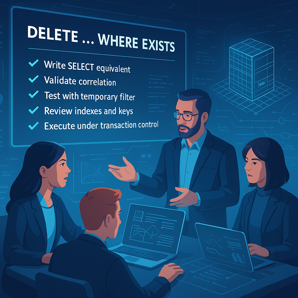 Análisis de DELETE WHERE EXISTS en Db2 for i