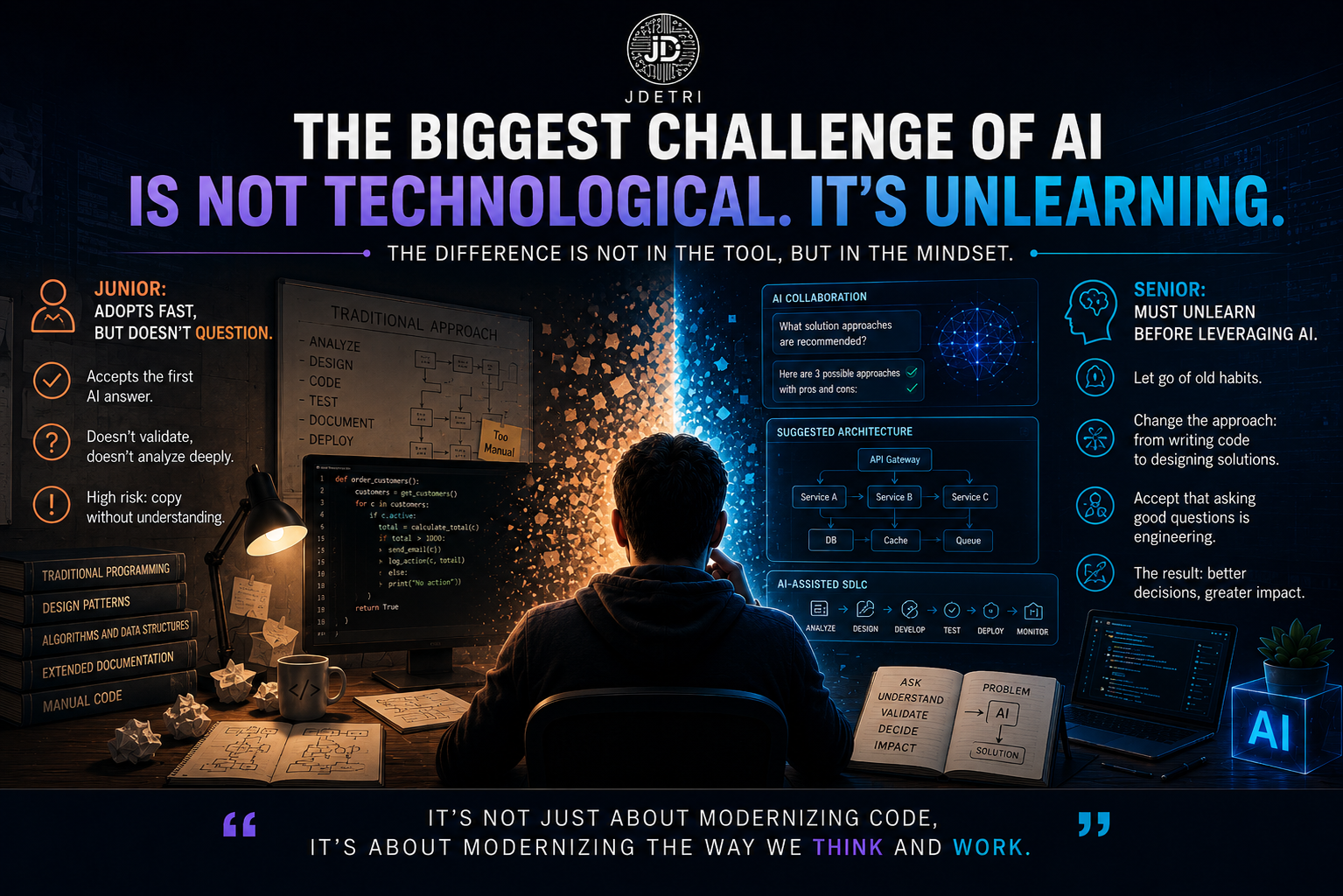 The biggest challenge of AI is not technological. It is unlearning.